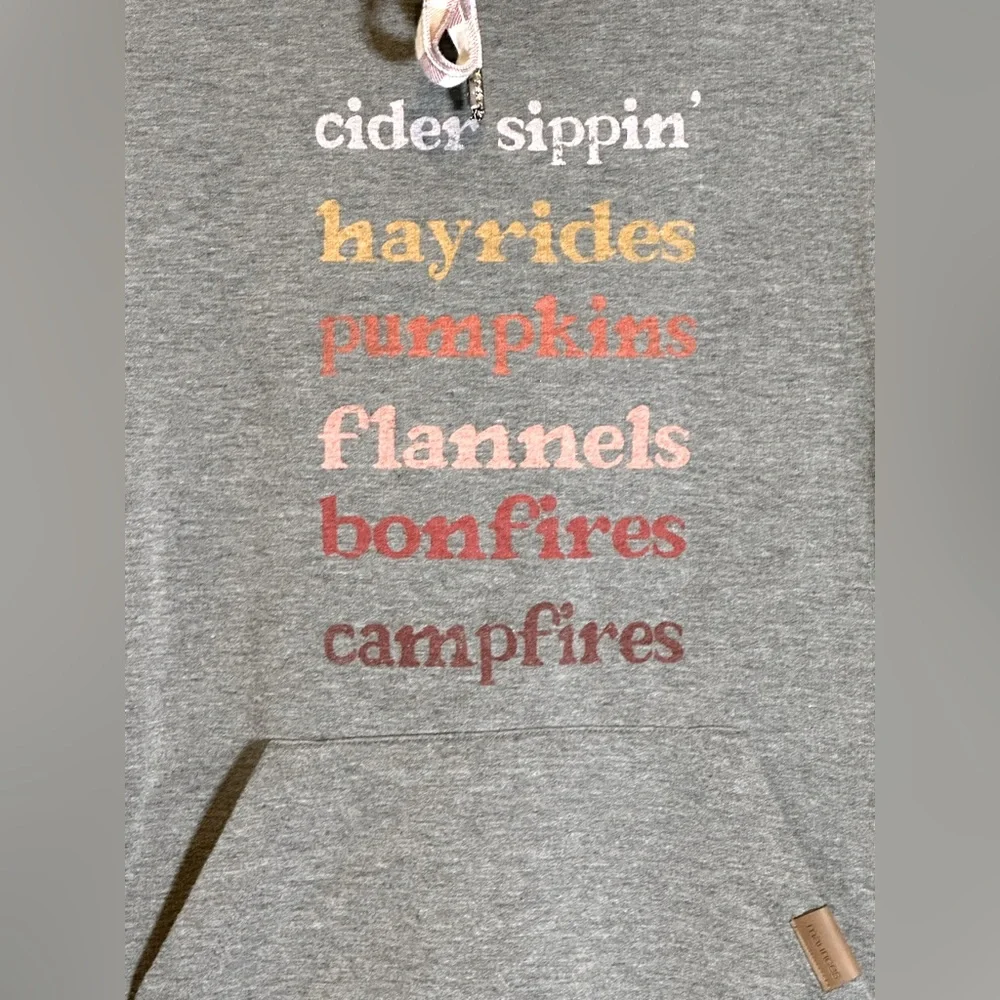 Maurices Fleece Hoodie with Plaid Hood Graphic Long Sleeve Sweatshirt Size M - Picture 6 of 16